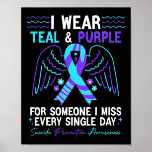 Bära Teal och Lila för förebyggande av självmord A Poster