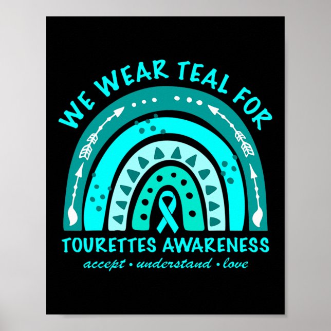 Bära Teal Tourette Syndrome Awareness Rainbow i J Poster (Framsidan)
