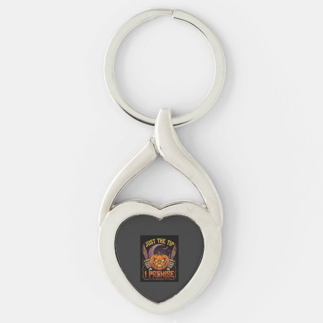 Bara tips förutsättning Halloween Pumpa Blodiga kn Twisted Heart Silverfärgad Nyckelring (Framsidan)