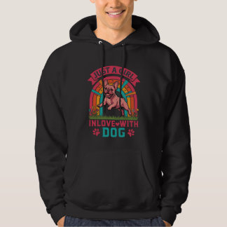 Bara tjej förälskad hund fransk bulldog regnbågsbe hoodie