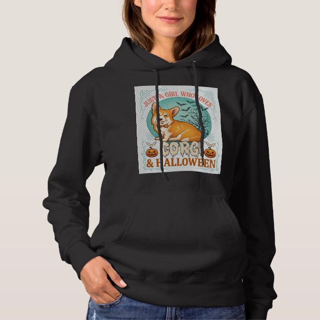 Bara Tjej Som Älskar Corgi Halloween Pumpa Fladder T Shirt (Framsida)