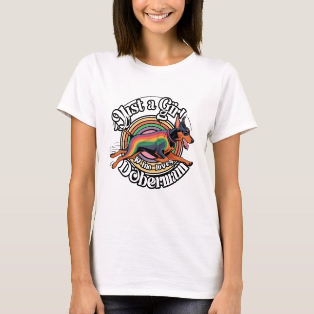 Bara tjej som älskar Doberman T Shirt (Framsida)