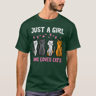 Bara tjej som älskar katter Roliga kvinnor tjejer  T Shirt