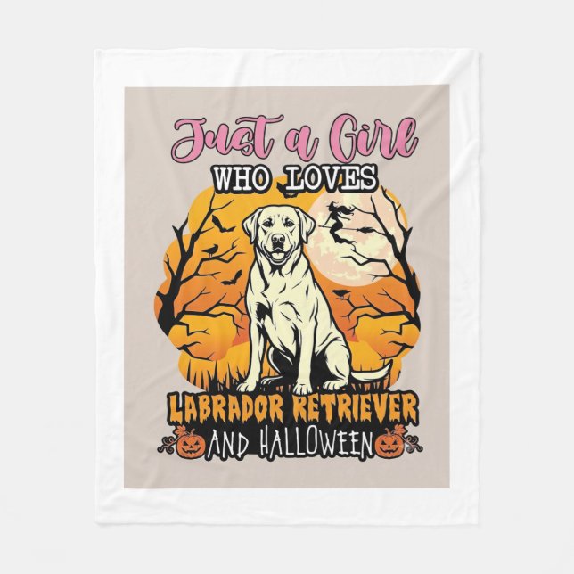 Bara Tjej Som Älskar Labrador Retriever Halloween  Fleecefilt (Framsidan)