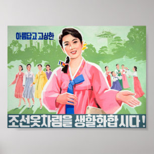 Bära traditionell koreansk klädsel, vacker och g poster