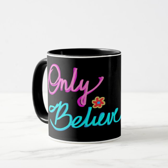 Bara tro på Christian Faith Quote Black Mugg (Framsida vänster)