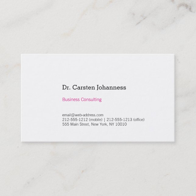 Bara tydlig och rosa! visitkort (Framsida)