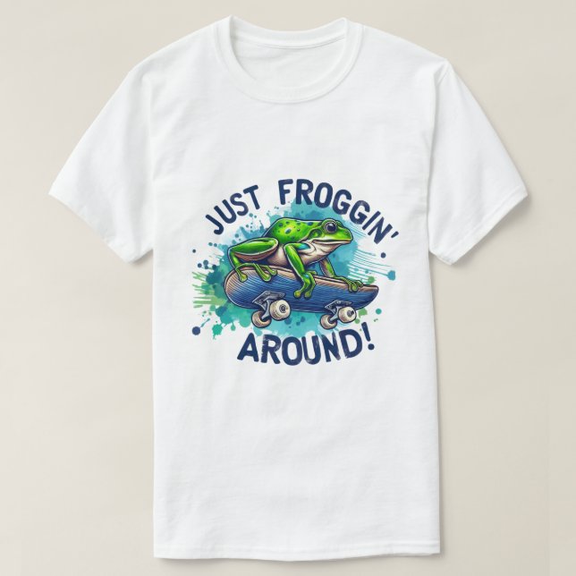 🐸 bara utstötning runt - Roligt och uppspelningst T Shirt (Design framsida)