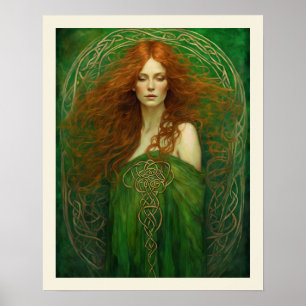 Bara vaknade Grönt Gown Celtic Knot Women Poster