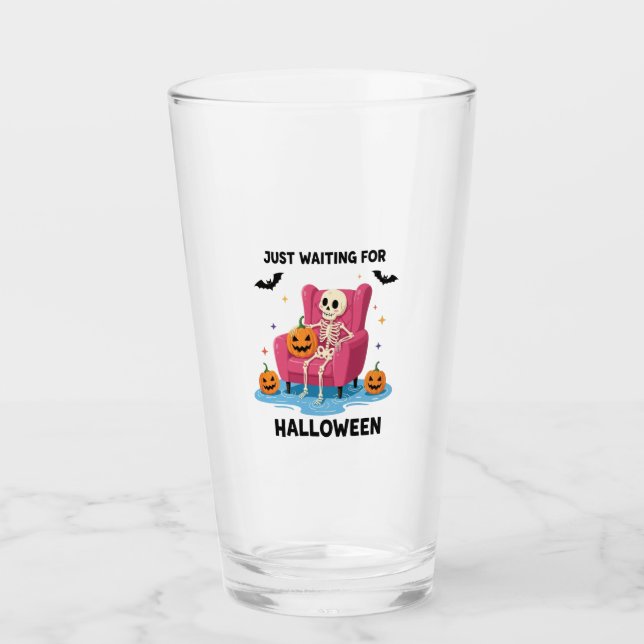 Bara väntar på Halloween-skelett Glaskopp (Framsida)