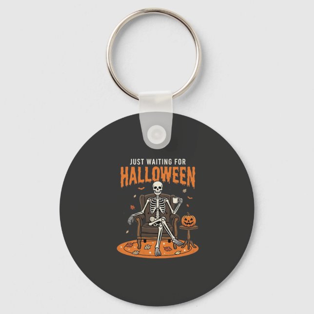Bara väntar på Halloween skelettdesign_1 Nyckelring (Framsida)