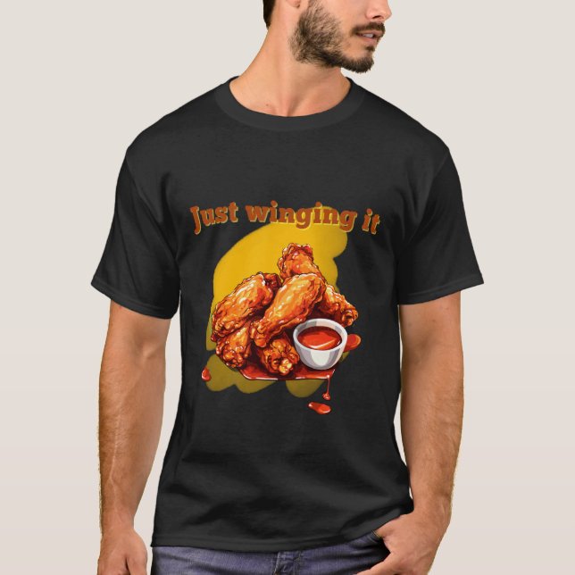 Bara Väva Löst Rolig Kycklingvinge Illustration T Shirt (Framsida)