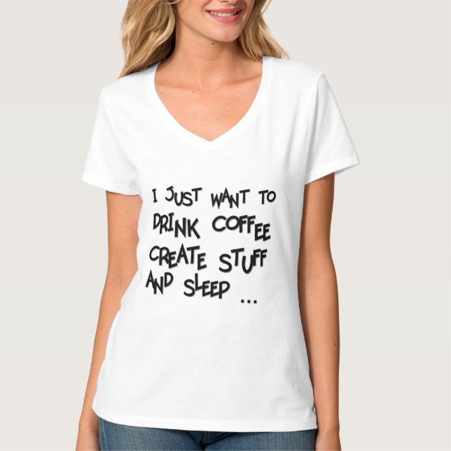 BARA VILL DRIKA KAFFE SKAPA - V-ringad t-shirt (Framsida)
