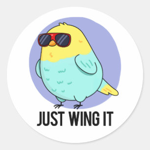 Bara Vinge Den är ju funny Bird Pun Runt Klistermärke