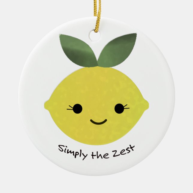 Bara Zest Cute Kawaii Lemon Julgransprydnad Keramik (Framsidan)