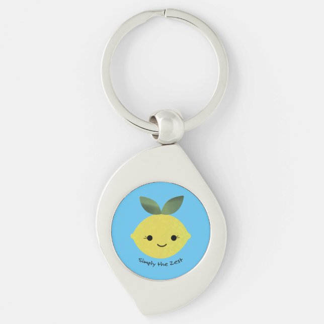 Bara Zest Cute Kawaii Lemon Swirl Silverfärgad Nyckelring (Framsidan)