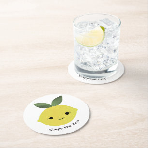 Bara Zest Cute Kawaii Lemon Underlägg Papper Rund