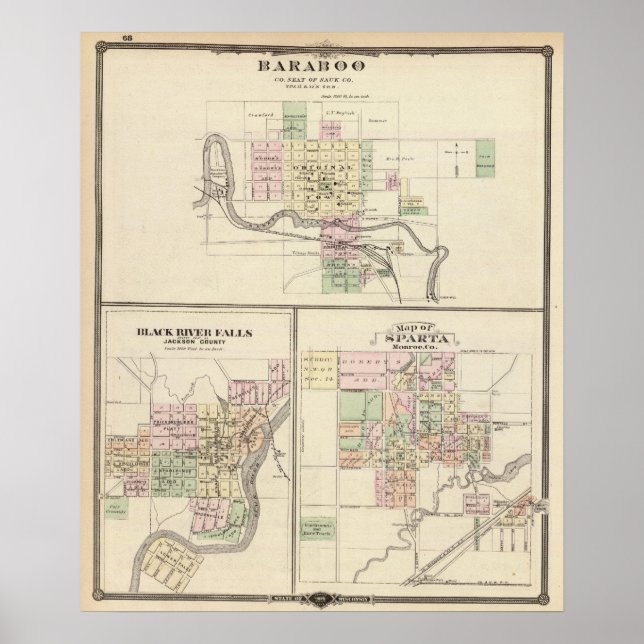 Baraboo, Black River Falls och Sparta Poster (Framsidan)