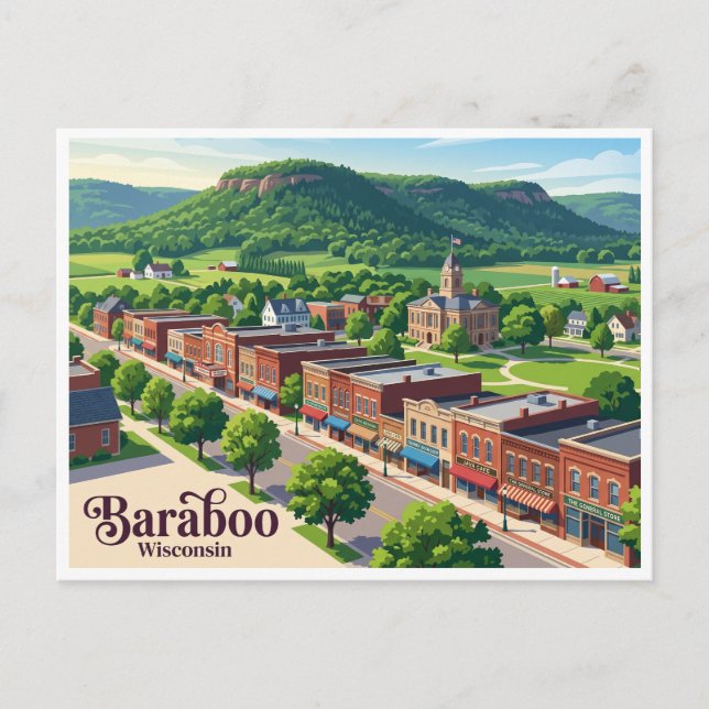Baraboo Wisconsin Vykort (Framsida)