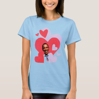 Barack collagekvinna röd t-skjorta för ringer tee shirt