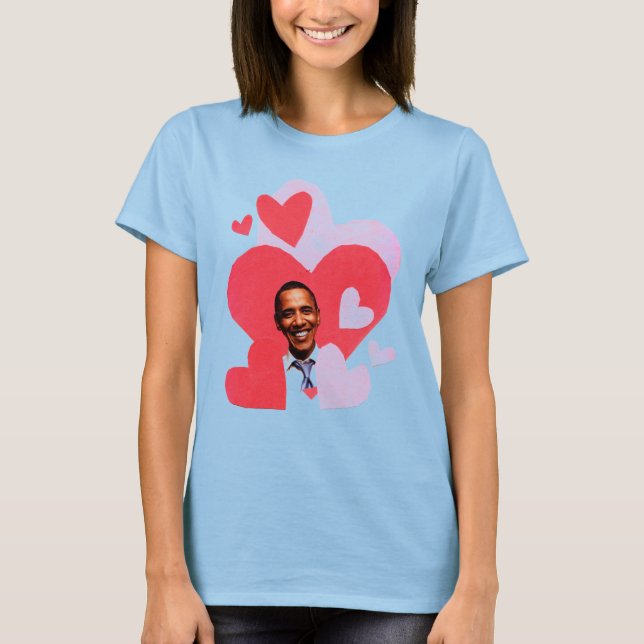 Barack collagekvinna röd t-skjorta för ringer tee shirt (Framsida)