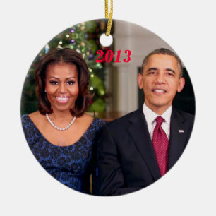 Barack & Michelle 2013 - prydnad Julgransprydnad Keramik