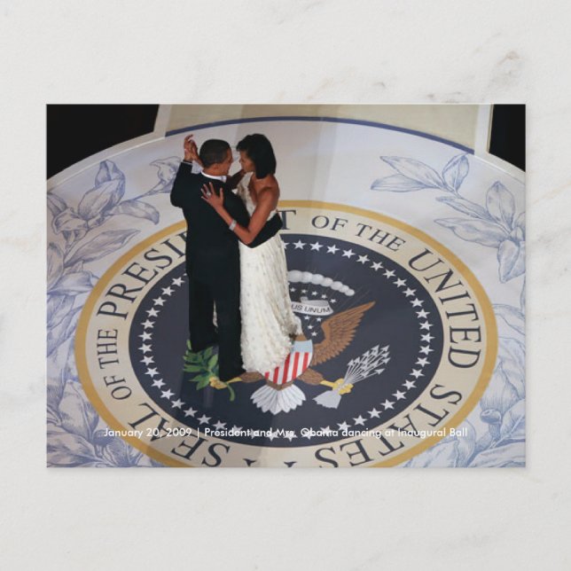 Barack & Michelle Obama dans vid Inaugural Boll Vykort (Framsida)