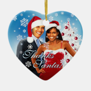 Barack & Michelle Obama julprydnad Julgransprydnad Keramik