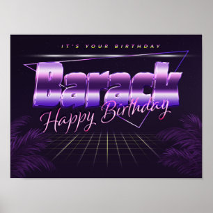 Barack Namn Vorname lila retro Poster Geburtstag