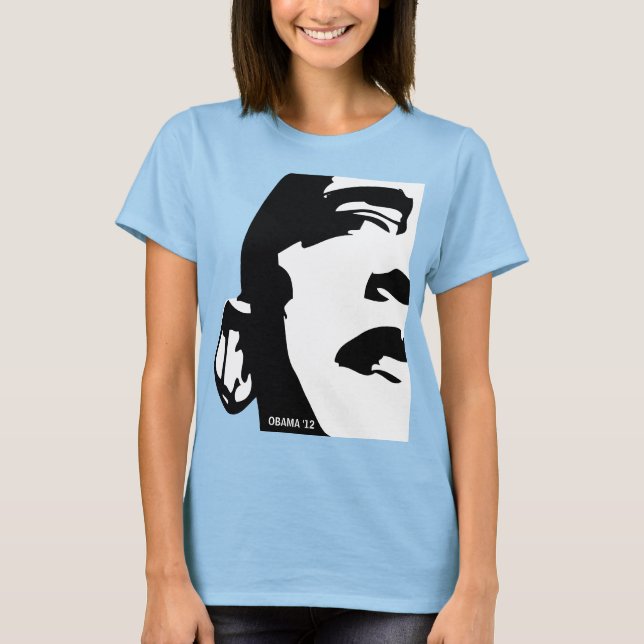 Barack Obama 2012 Black and White Tee Shirt (Framsida)
