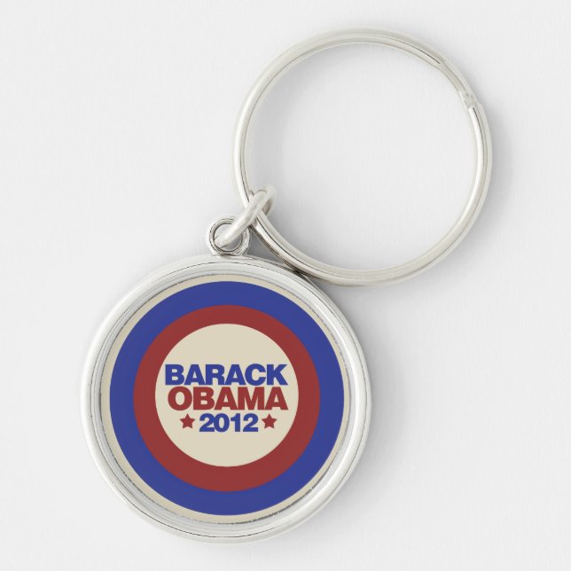 Barack Obama 2012 Rund Silverfärgad Nyckelring (Framsidan)