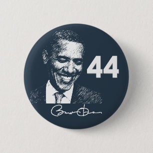 Barack Obama 44:e president med namnteckning Knapp