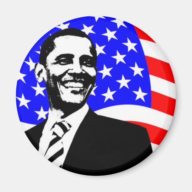Barack Obama American Flagga Magnet (Framsidan)