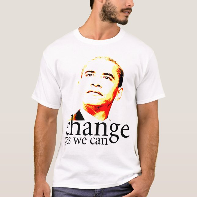 Barack Obama ändring ja kan vi Tee Shirt (Framsida)