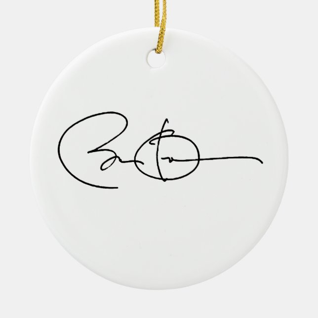 BARACK OBAMA AUTOGRAF - .PNG JULGRANSPRYDNAD KERAMIK (Framsidan)