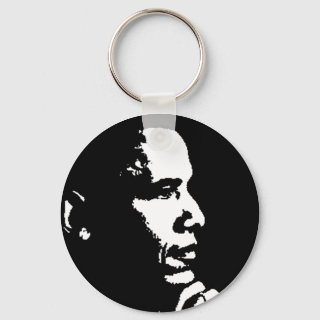 Barack Obama Black & White-profil Nyckelring (Framsida)