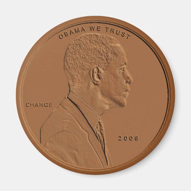 Barack Obama Bronze Penny Circular Magnet (Framsidan)