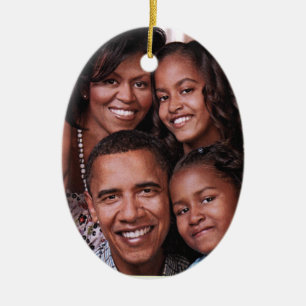 Barack Obama & family_ Julgransprydnad Keramik