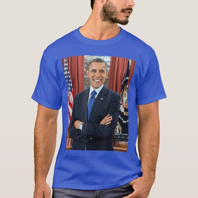 Barack Obama Foto 44:e POTUS Patriotisk Demokrat T Shirt (Framsida)