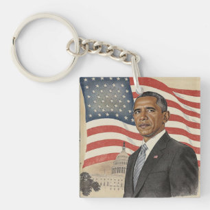 Barack Obama framför amerikansk flagga och Capitol