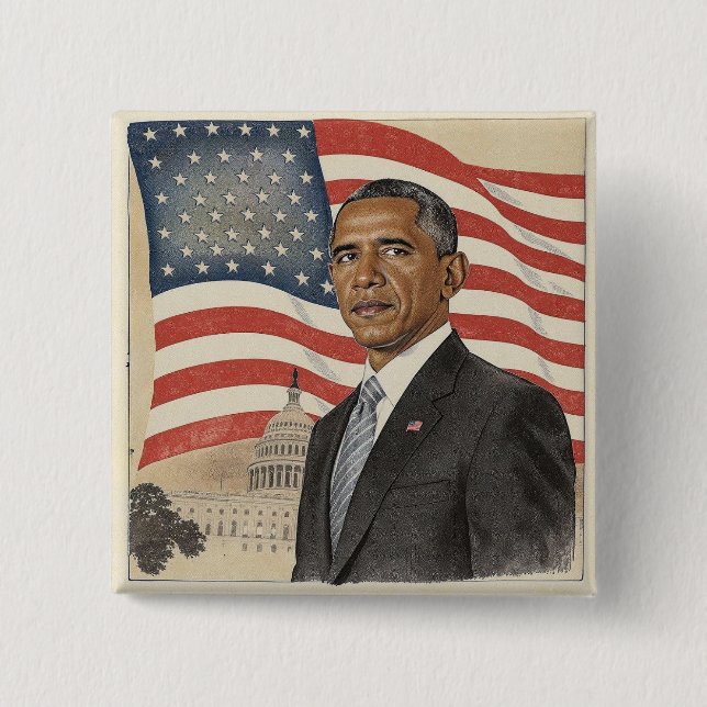 Barack Obama framför amerikansk flagga och Capitol Knapp (Framsida)