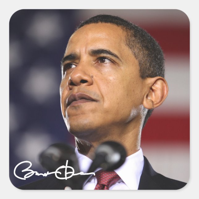 Barack Obama Fyrkantigt Klistermärke (Framsida)