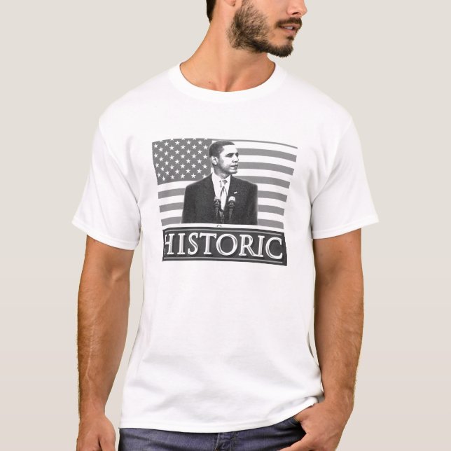 Barack Obama "historisk" T-tröja (vit) T Shirt (Framsida)