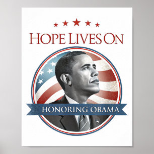 Barack Obama Hyllningskonst Hopp Lever På T-shirt. Poster