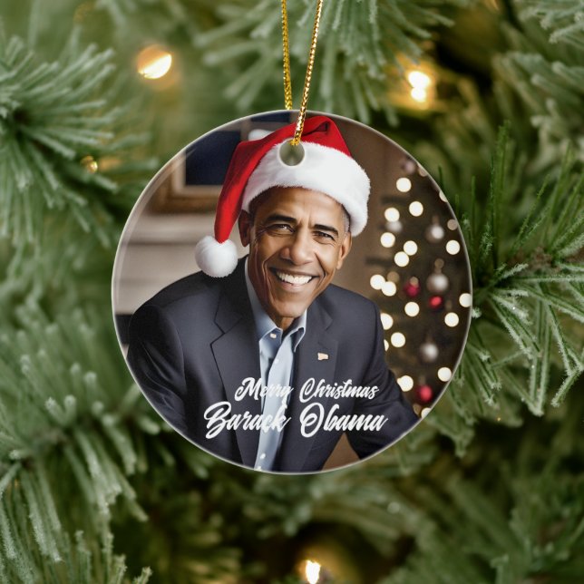 Barack Obama i jultomten Julgransprydnad Keramik (Träd)
