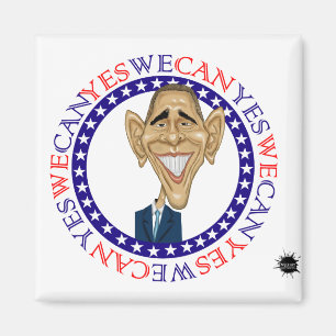 Barack Obama ja kan vi - rött och blått Magnet