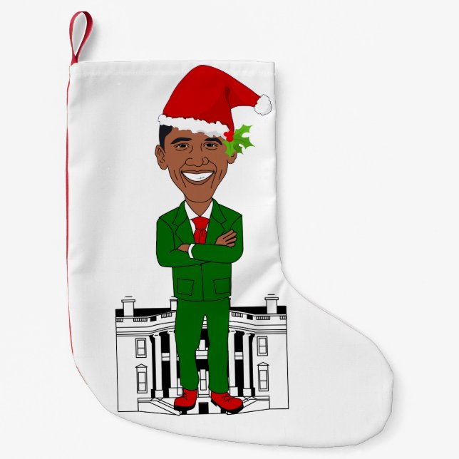 barack obama jultomten christmas-lagring liten julstrumpa (Framsidan)