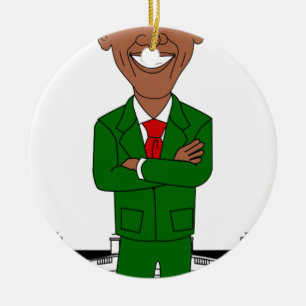 barack obama jultomten julgransprydnad keramik