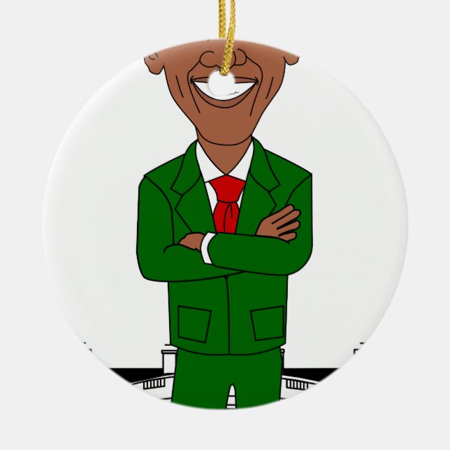 barack obama jultomten julgransprydnad keramik (Framsidan)