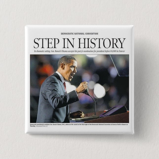 Barack Obama: Kliva i historia knäppas Knapp (Framsida)